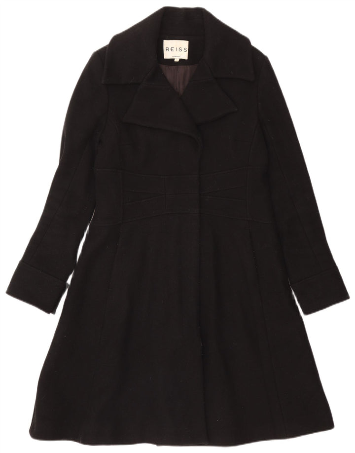 Reiss Damenmantel UK 14 Große schwarze Wolle