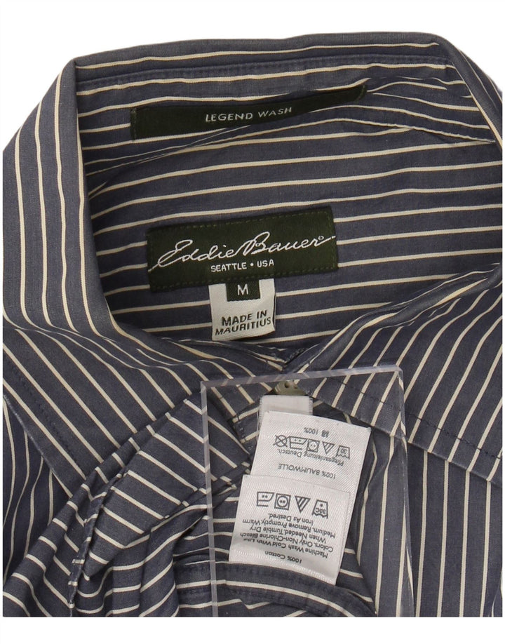 EDDIE BAUER Herrenhemd Mittelblaue Nadelstreifen-Baumwolle