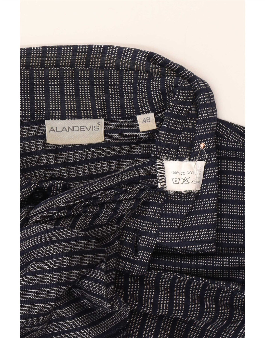 Vintage Herren Poloshirt IT 48 Medium Marineblau gestreift aus Baumwolle
