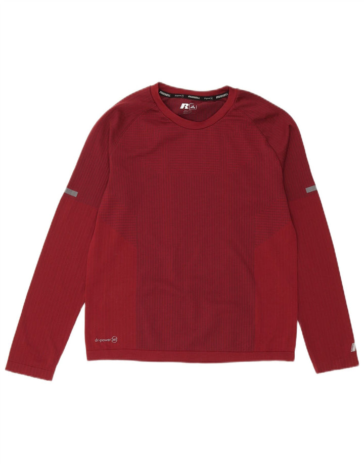 RUSSELL ATHLETIC Dri-Power Top für Jungen, langärmlig, 10–11 Jahre, Größe L, Kastanienbraun