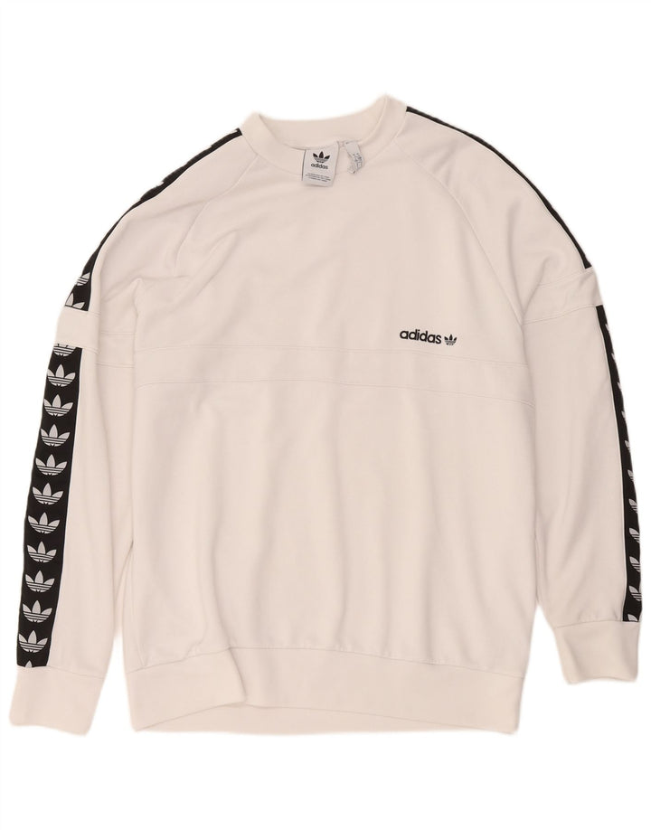 Adidas Herren Grafik-Sweatshirt-Pullover, groß, weißes Farbblock-Polyester