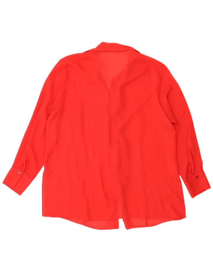 Vintage Damen-Hemdbluse mit Rüschen vorne, UK 18, XL, rotes Polyester