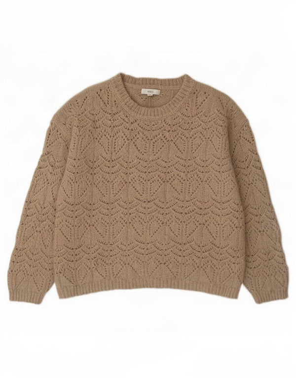 Marks & Spencer Damen Durchsichtiger Pullover mit U-Boot-Ausschnitt, Gr. 18, XL, Beige