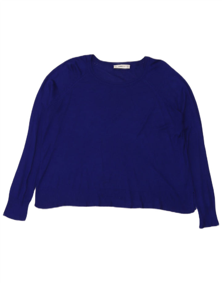 Zara Damen-Blusenoberteil in Übergröße, UK 14, mittelblaue Viskose