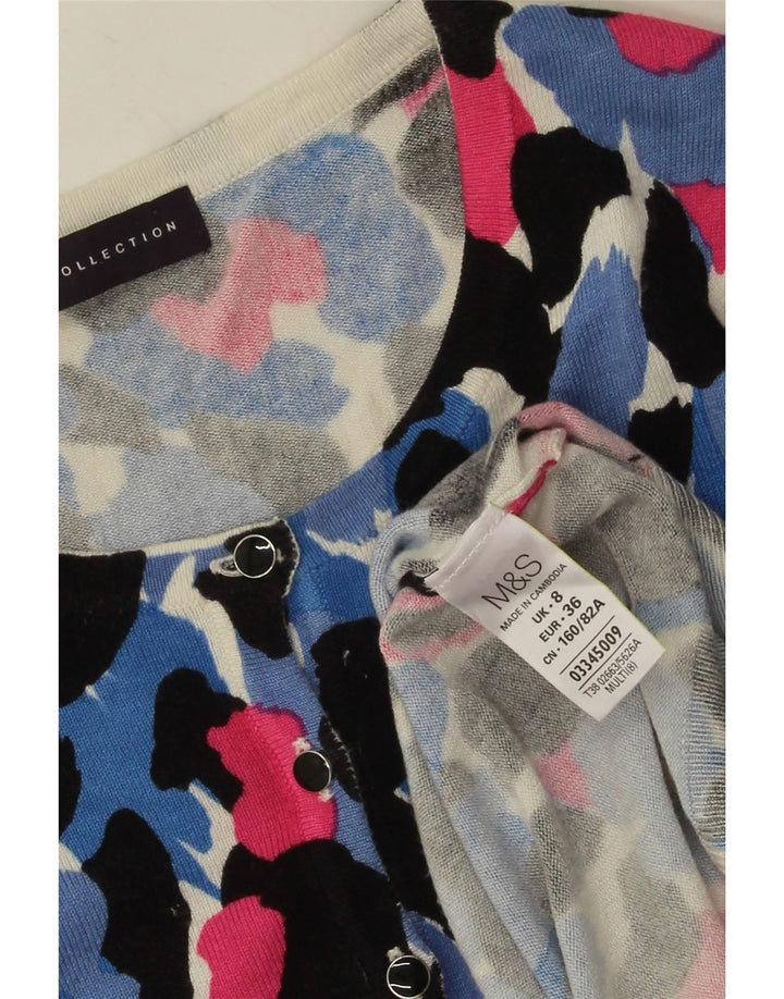 Marks & Spencer Damen-Cardigan-Pullover, Gr. 8, klein, mehrfarbig, mit Blumenmuster