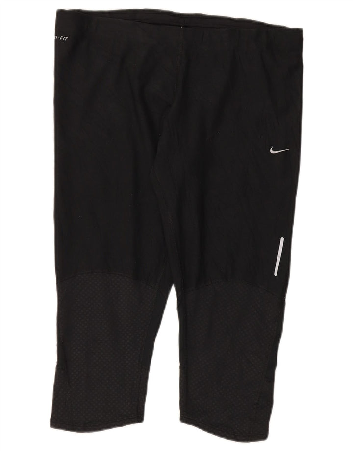 Nike Damen Dri Fit Capri Leggings UK 18 XL Schwarz Polyester