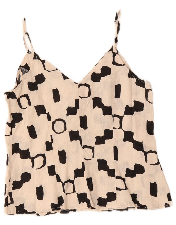 Marks & Spencer Damen Crop Shirt Bluse UK 6 XS Off White Geometrisch