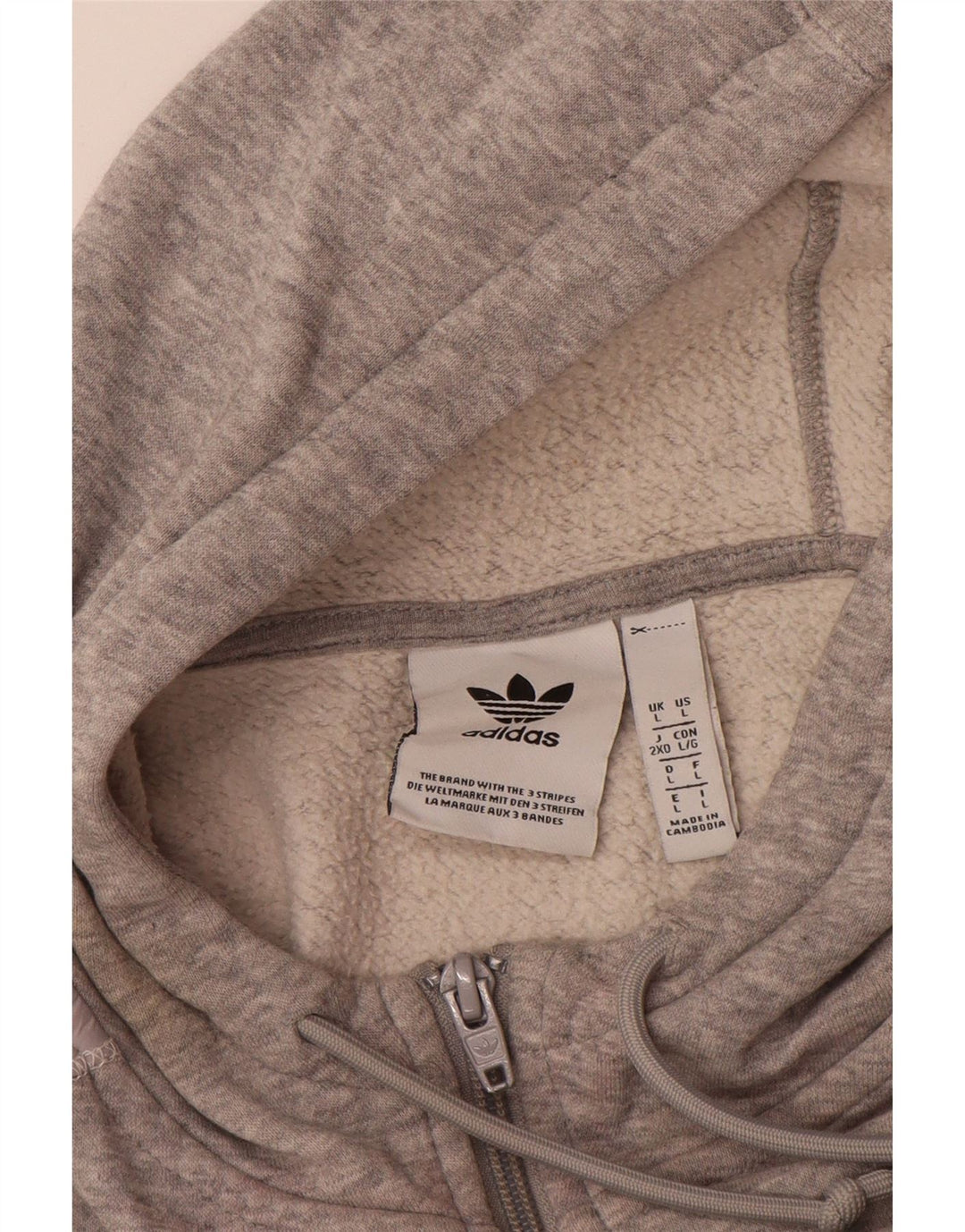 Adidas Herren-Kapuzenpullover mit Reißverschluss, groß, graue Baumwolle