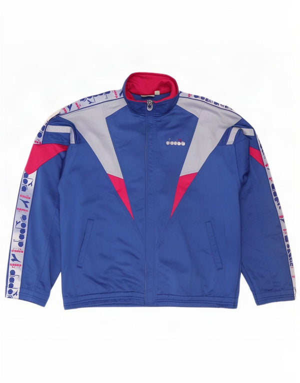Diadora Herren-Trainingsanzugoberteil mit Grafik, UK 46, XL, Blau, Farbblock
