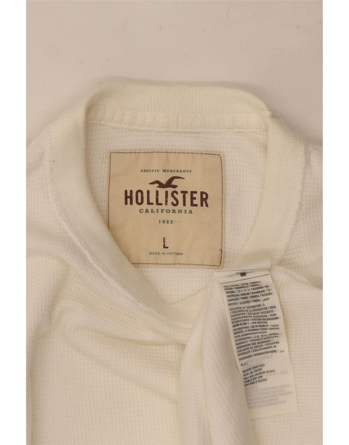 HOLLISTER Herren-Oberteil, langärmelig, groß, weiße Baumwolle