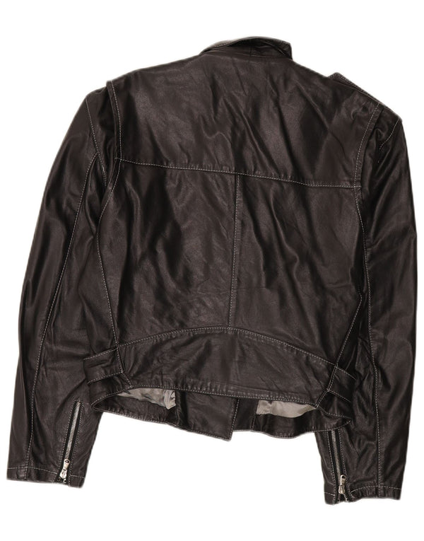 Conbipel Damen Leder Bikerjacke IT 44 Mittelschwarzes Leder