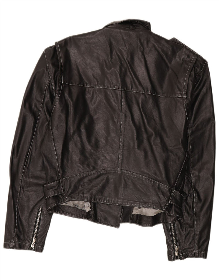 Conbipel Damen Leder Bikerjacke IT 44 Mittelschwarzes Leder