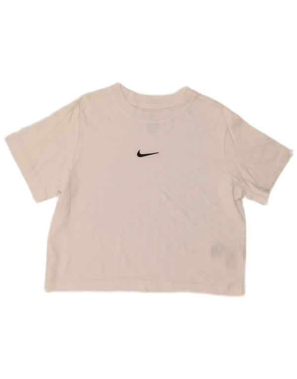 Nike Mädchen-T-Shirt mit lockerer Passform, 10–11 Jahre, mittelweiße Baumwolle