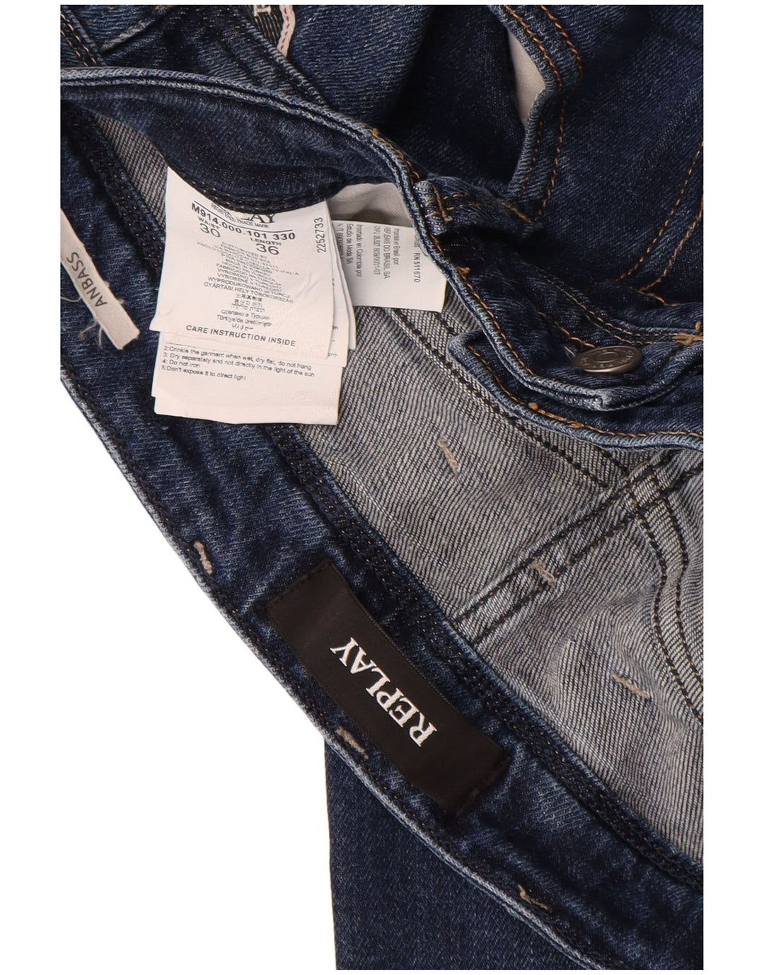 Replay Herren Anbass Slim Jeans W30 L36 Blaue Baumwolle