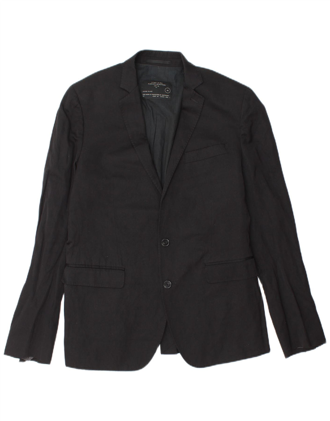 All Saints Herren-Blazer mit 2 Knöpfen, UK 40, große schwarze Wolle