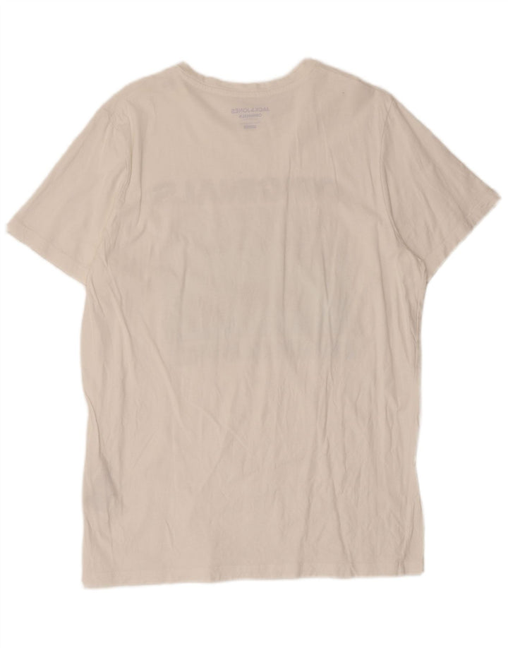 Jack & Jones Herren-T-Shirt mit normaler Passform, Grafik, Größe L, aus weißer Baumwolle