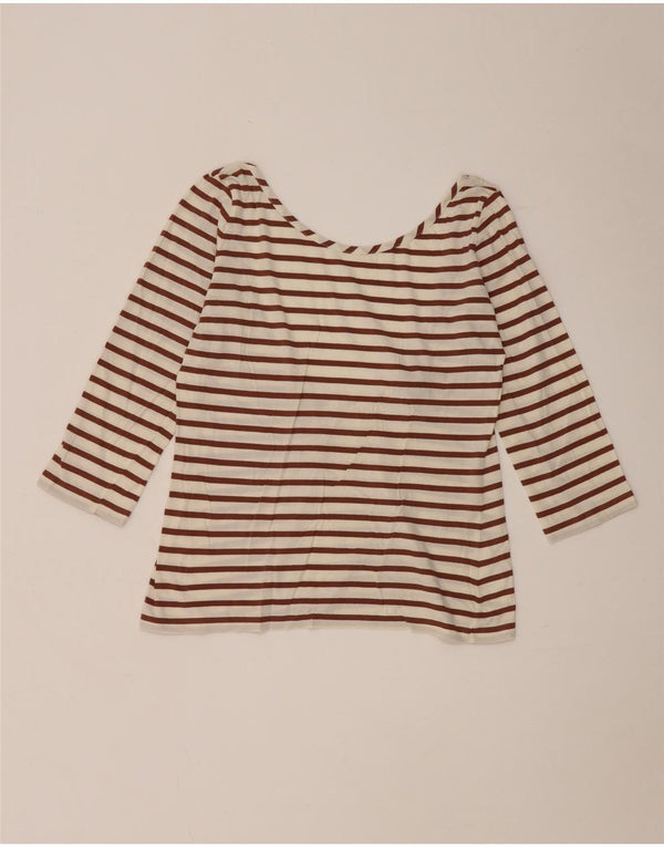 Marina Yachting Damen Crop Top 3/4 Ärmel UK 8 Small Braun gestreift Baumwolle
