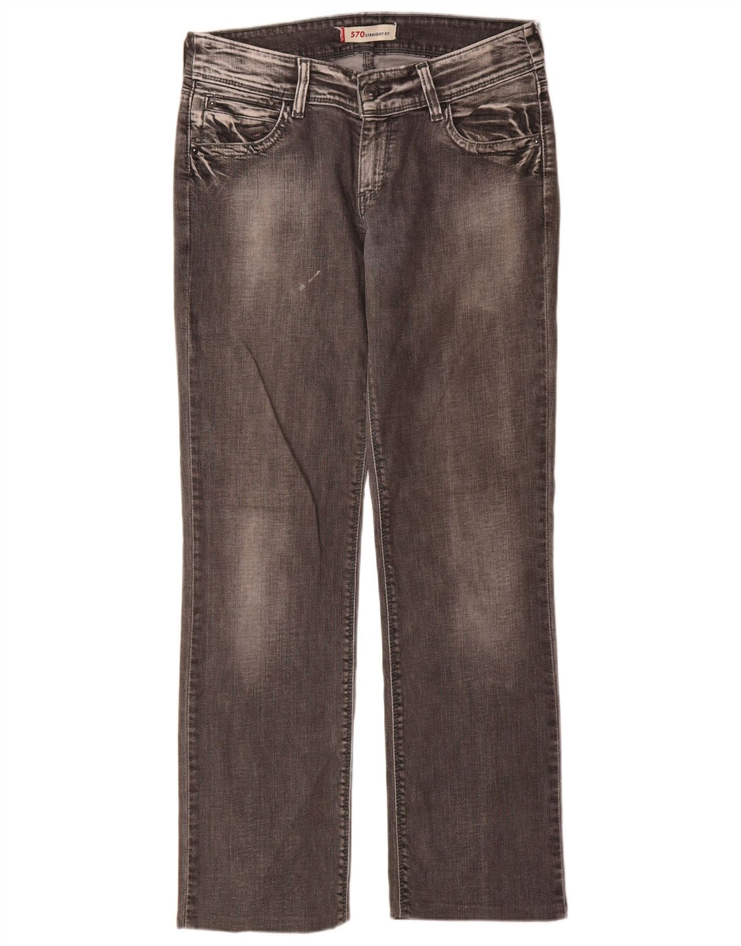Levi's Damen 570 Straight Jeans W32 L34 Graue Baumwolle