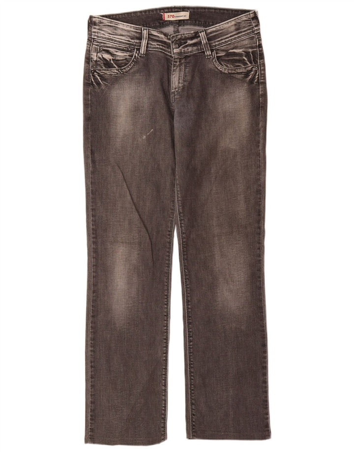 Levi's Damen 570 Straight Jeans W32 L34 Graue Baumwolle