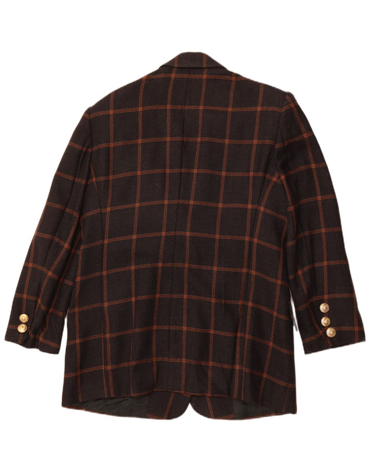 ROCCOBAROCCO Damen-Blazerjacke mit 3 Knöpfen, Größe 19, XL, schwarz karierte Wolle
