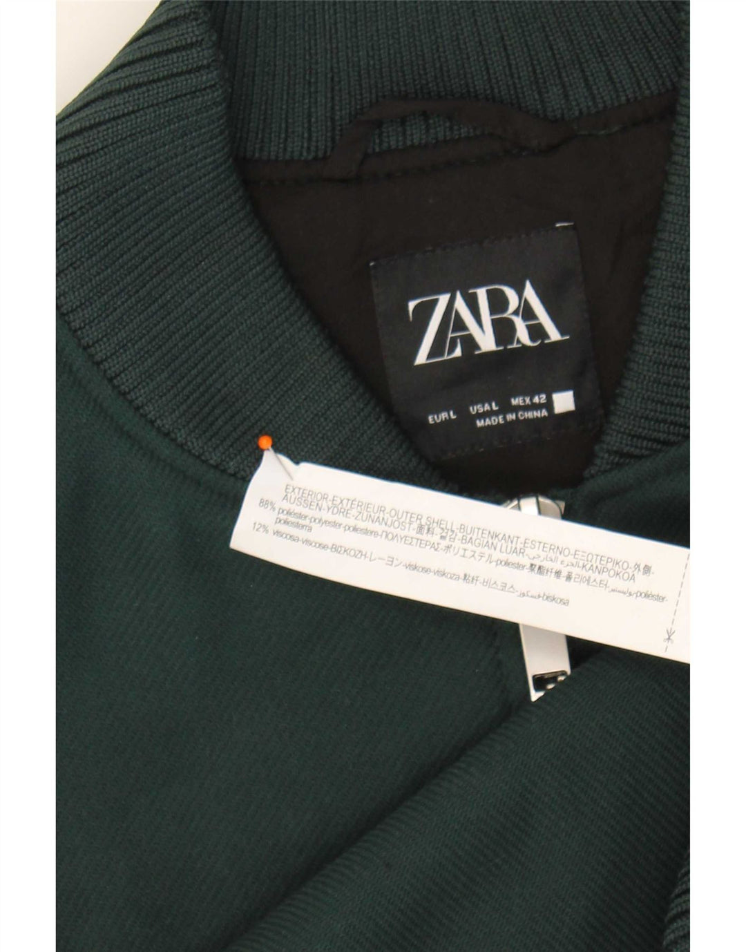 Zara Herren Bomberjacke UK 40 Large Grün Polyester