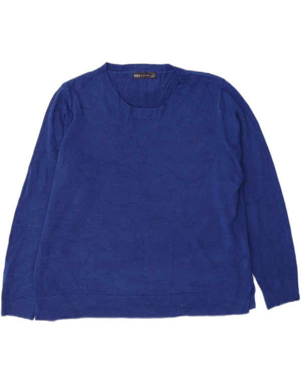 Marks & Spencer Damen-Pullover mit U-Boot-Ausschnitt, UK 20 2XL, blaues Acryl
