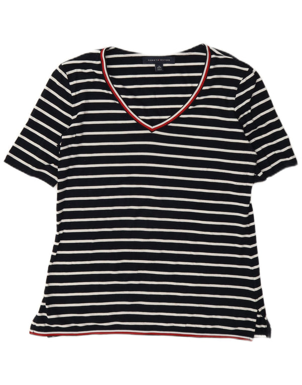 Tommy Hilfiger Damen Übergroßes T-Shirt-Oberteil UK 6 XS Marineblau gestreift