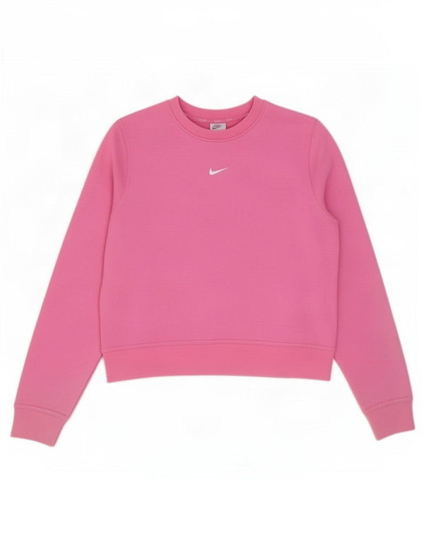 Nike Damen Dri Fit Übergroßer Sweatshirt-Pullover UK 10 Small Pink Polyester