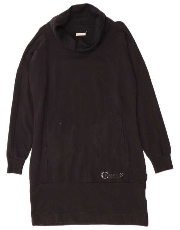 Champion Damen Rollkragenpulloverkleid mit langen Ärmeln, UK 16, Größe L, Schwarz, Baumwolle