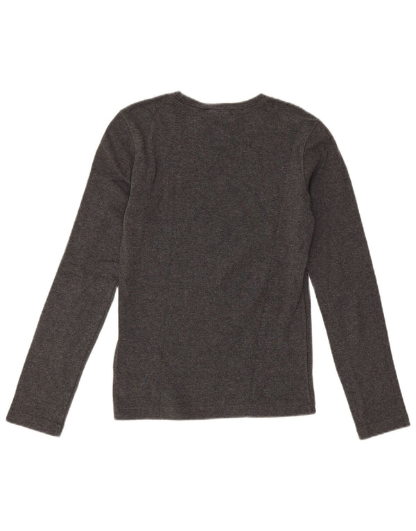 Ralph Lauren Damen Top Langarm UK 10 Small Graue Baumwolle