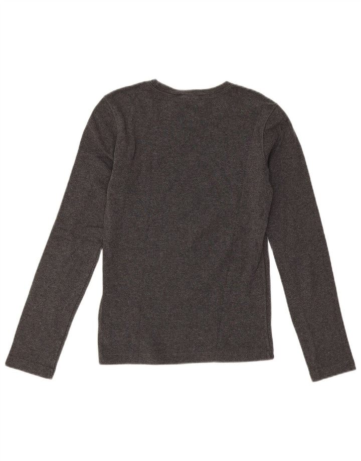 Ralph Lauren Damen Top Langarm UK 10 Small Graue Baumwolle
