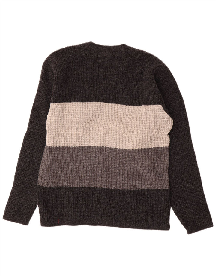 Levi's Herren-Pullover mit V-Ausschnitt aus Wolle in mittelgrauem Colourblock-Design