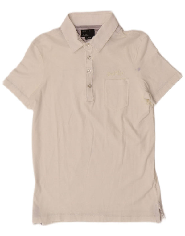 Energie Damen Poloshirt UK 14 Large Weiße Baumwolle