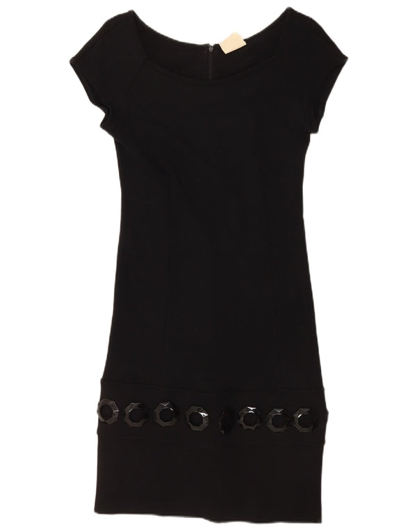 Vintage Damen Etuikleid UK 8 Small Schwarz Viskose