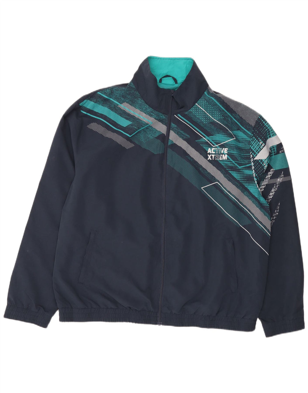 Atlas For Men Herren-Trainingsanzug-Oberteiljacke XL Marineblaues geometrisches Polyester