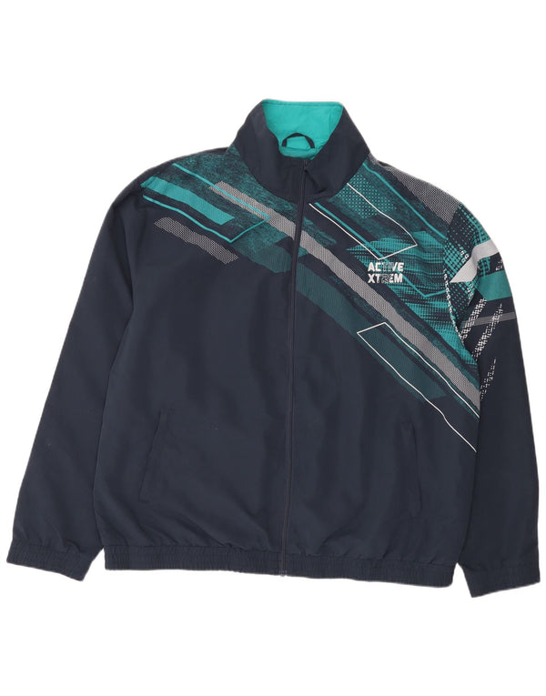 Atlas For Men Herren-Trainingsanzug-Oberteiljacke XL Marineblaues geometrisches Polyester