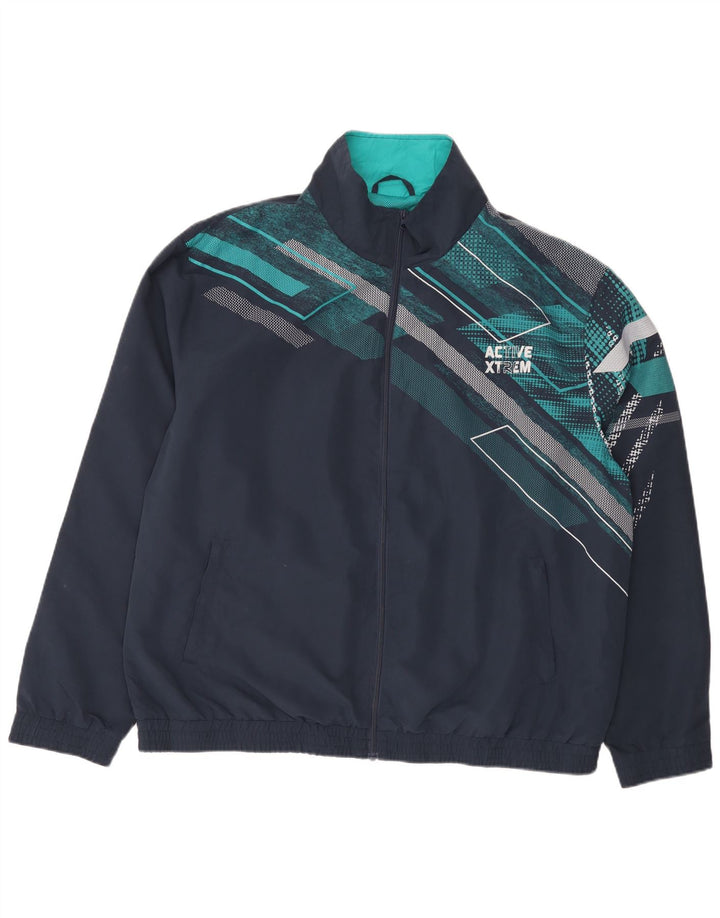 Atlas For Men Herren-Trainingsanzug-Oberteiljacke XL Marineblaues geometrisches Polyester