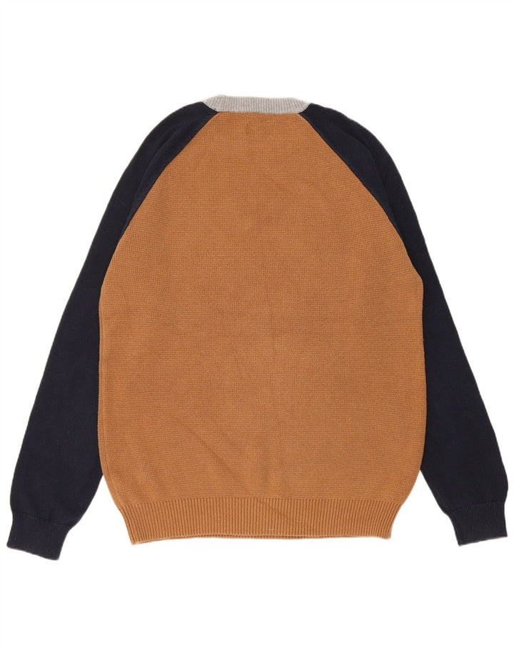 Jack Wills Herren-Pullover mit Rundhalsausschnitt, Mittelbraun, Farbblock