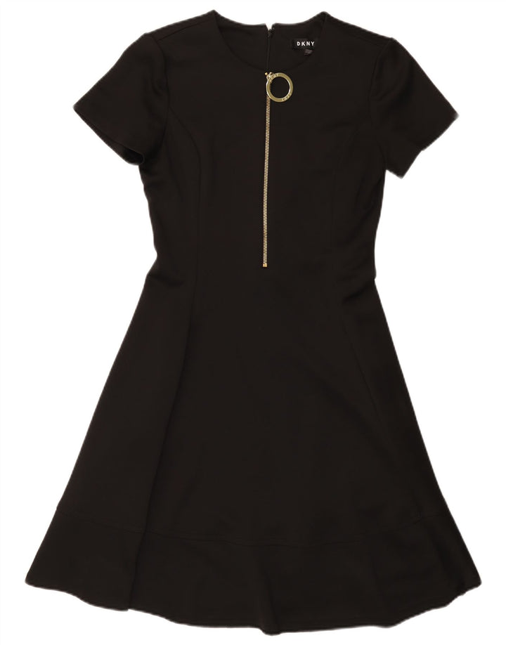 Dkny Damen A-Linien-Kleid US 4 Small Schwarz Polyester