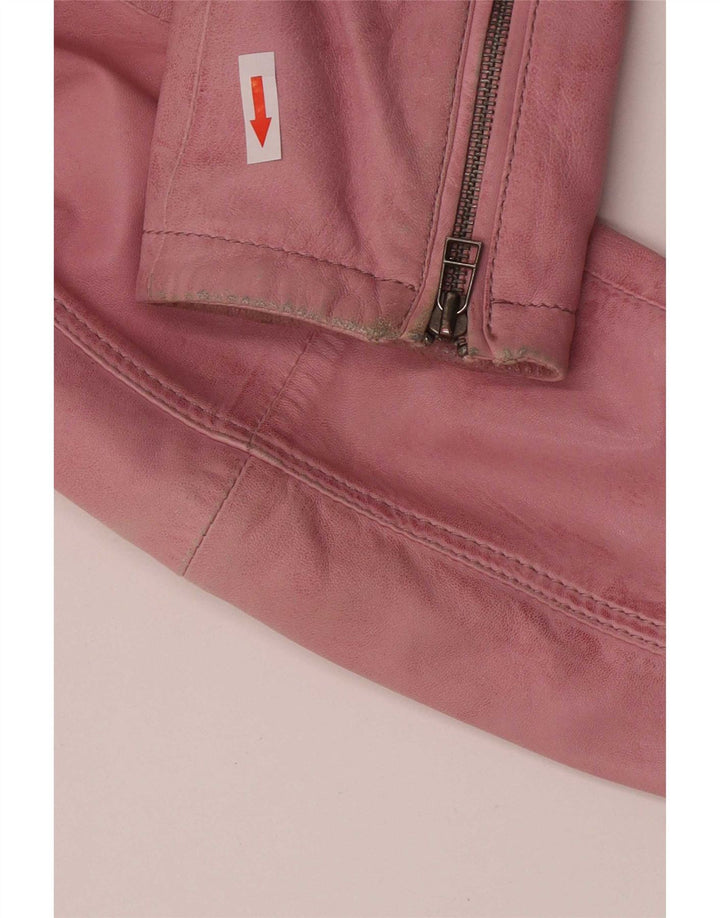 Zucchero Damen Biker-Lederjacke UK 16 Großes rosa Leder