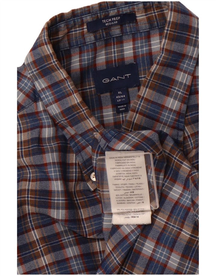 GANT Herren-Hemd mit normaler Passform, Größe 43/44, 17 1/2 XL, marineblau, kariert, Baumwolle
