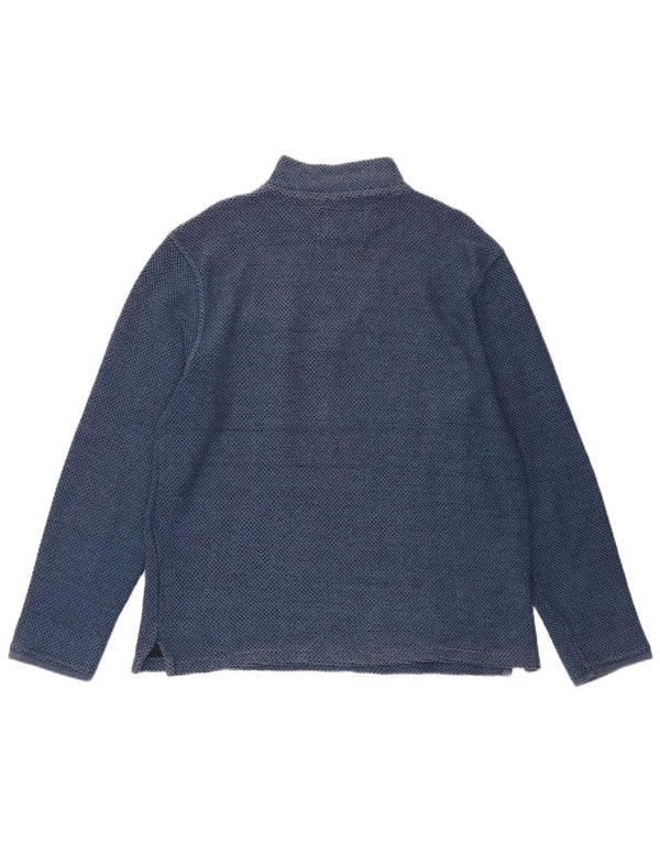 Weird Fish Herren-Sweatshirt mit Reißverschluss am Hals, mittelblaue Baumwolle