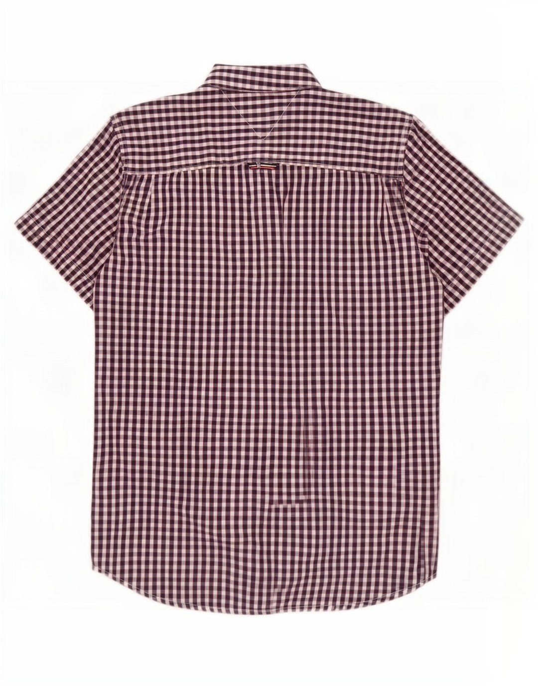 Tommy Hilfiger Herren-Kurzarmhemd aus mittelblauer Gingham-Baumwolle in Marineblau