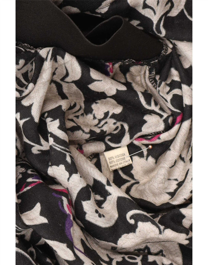 Vintage Damen ausgestellter Rock Medium W26 Schwarz geblümte Viskose