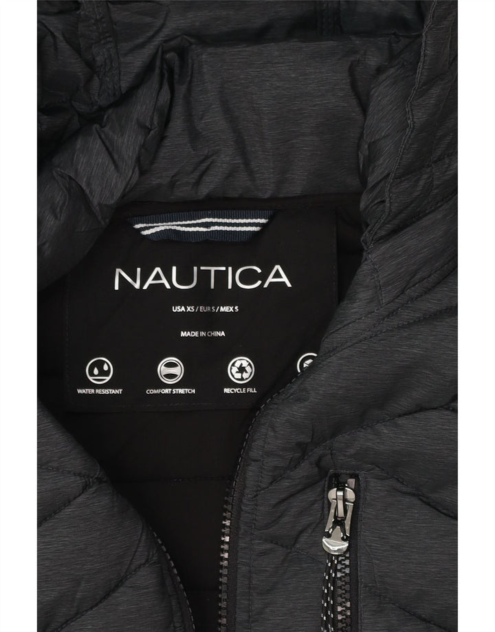 NAUTICA Womens Hooded Padded Jacket UK 6 XS Grey Polyester