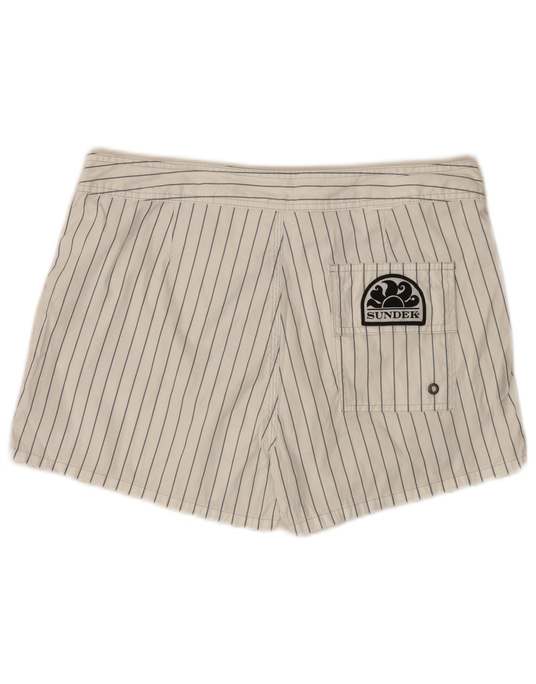 Sundek Herren-Badeshorts aus mittelweißem, gestreiftem Polyester
