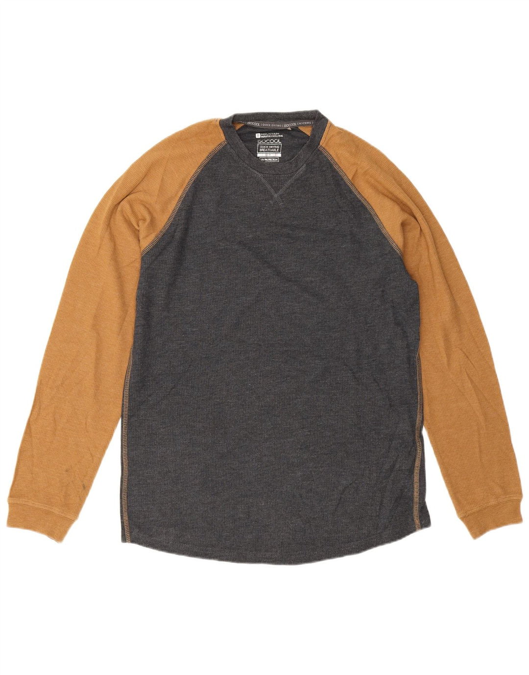 Mountain Warehouse Herren-Oberteil aus langärmliger, mittelgrauer Colourblock-Baumwolle