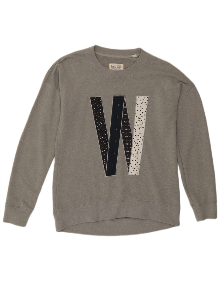 Jack Wills Damen-Sweatshirt in Übergröße mit Grafik, Gr. 8, Grau