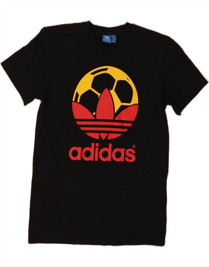 ADIDAS Mens Graphic T-Shirt Top Small Black Cotton Vintage Adidas and Second-Hand Adidas from Messina Hembry 