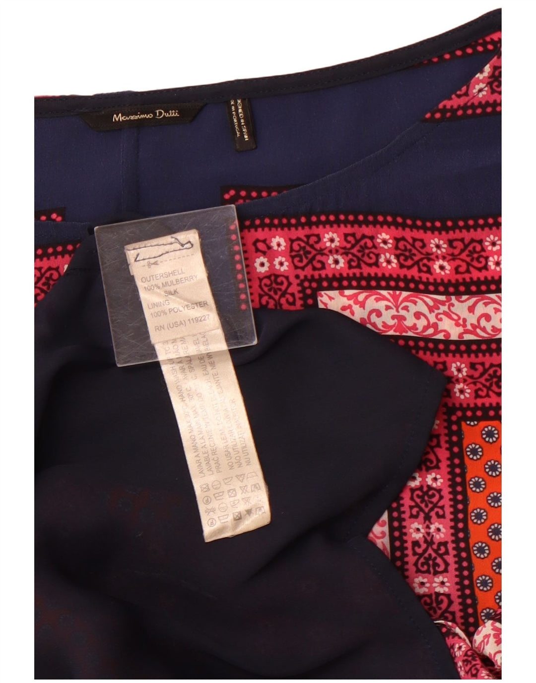 MASSIMO DUTTI Damen Etuikleid mit 3/4-Ärmeln, UK 12, Mittelorange mit Blumenmuster